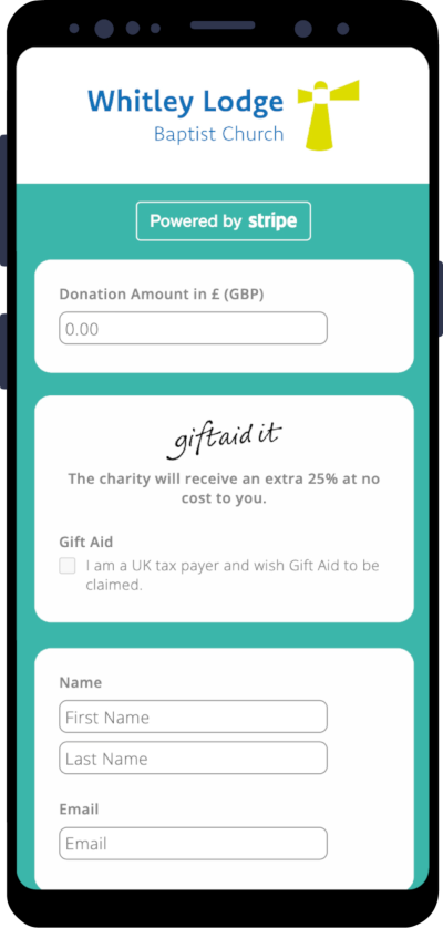 Screenshot of LoveGiving's donation form